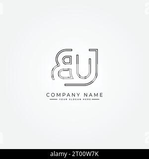 BU Vector Logo Template - Simple Icon for Initial Letter B and U Monogram Stock Vector