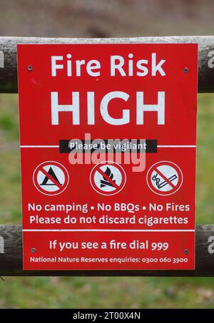High fire risk warning sign. Stock Photo