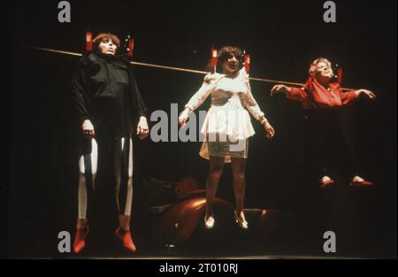 Michèle Bernier, Isabelle de Botton and Mimi Mathy on stage at the Théâtre de la Michodière in Paris during their show 'Le Gros N'avion', on January 21, 1991. Stock Photo