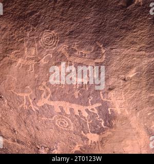 Petroglyphs at Chaco Canyon Anasazi site in New Mexico