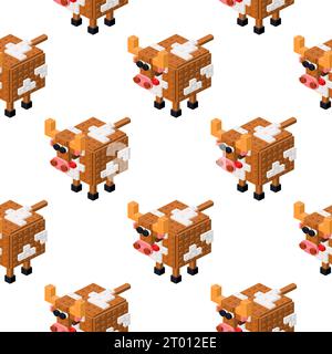 Isometric cow pattern. Vector clipart Stock Vector