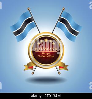 Small National flag of Botswana on Circle With garadasi blue background Stock Vector