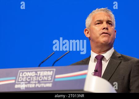 Manchester, UK. Manchester, UK. 03rd Oct, 2023. Steve Barclay Secretary of state for health and Social care.3rd day Conference Manchester 2023.GARYROBERTS/WORLDWIDEFEATURES.COM Credit: GaryRobertsphotography/Alamy Live News Credit: GaryRobertsphotography/Alamy Live News Stock Photo