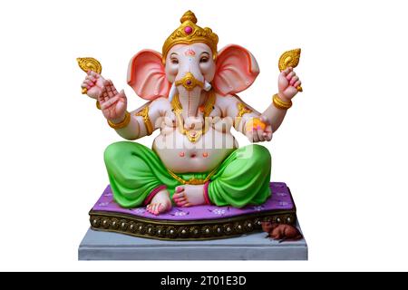 Lord Ganpati, Ganesha on white Background, Ganpati, happy Ganesh Chaturthi Stock Photo