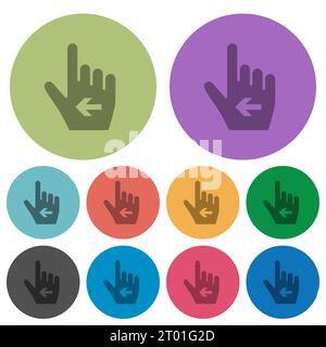 Hand cursor left solid darker flat icons on color round background Stock Vector