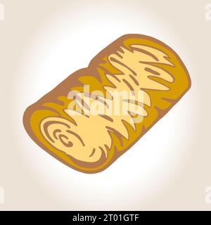 Bakery Illustration Pastry - French Specialties Digital Illustration Hand Drawn Image Yellow Crispy Gingerbread Vector Stock Vector