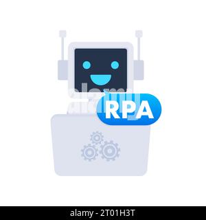RPA Robotic process automation innovation. Robots and ai. Artificial Intelligence. Chat bot. Vector stock illustration Stock Vector