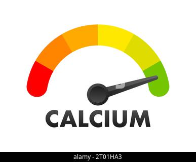 Calcium Level Meter, measuring scale. Calcium Level speedometer indicator. Vector stock illustration Stock Vector