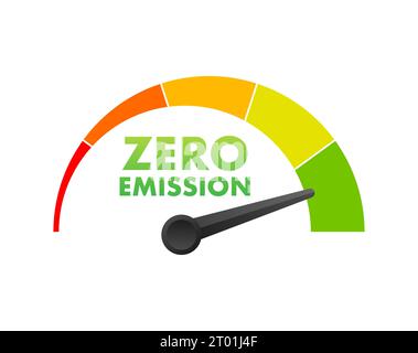 Zero Emission co2 Level Meter, measuring scale. Zero Emission co2 speedometer indicator. Vector stock illustration Stock Vector