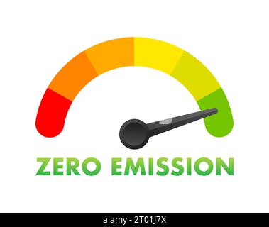Zero Emission co2 Level Meter, measuring scale. Zero Emission co2 speedometer indicator. Vector stock illustration Stock Vector