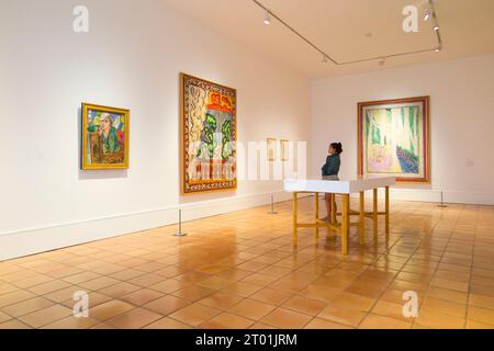 Room featuring paintings and other works with the theme 'Fauvism Revived' by the artist in the Musee Matisse gallery building in Nice, France. (135) Stock Photo