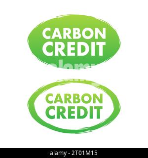 Carbon Credit green sign. CO2 Emission reduction. Carbon sequestration idea. Vector stock illustration Stock Vector