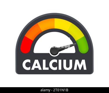 Calcium Level Meter, measuring scale. Calcium Level speedometer indicator. Vector stock illustration Stock Vector