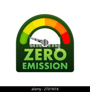 Zero Emission co2 Level Meter, measuring scale. Zero Emission co2 speedometer indicator. Vector stock illustration Stock Vector