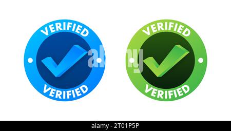 Verified badge profile. Verified square grunge. Checkmark icon. Vector stock illustration Stock Vector