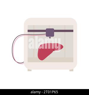 A synthetic organ. Liver  3D printer, bioprinting, prosthetics. Medical printing.  Vector illustration Stock Vector