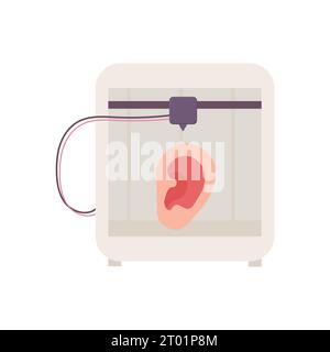 A synthetic organ. ear . 3D printer, bioprinting, prosthetics. Medical printing.  Vector illustration Stock Vector