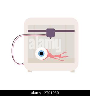 A synthetic organ. eye.. 3D printer, bioprinting, prosthetics. Medical printing.  Vector illustration Stock Vector