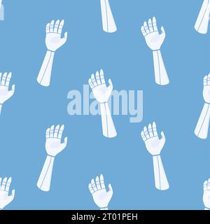Seamless pattern  organ prosthetic arm on blue background. Vector Illustration. Stock Vector