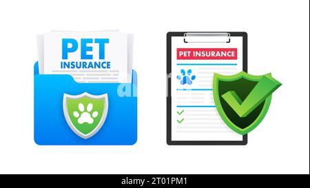 Pet insurance icon with a shield with a dog paw. Pets and Animal insurance policy. Medical care and veterinary clinic. Vector stock illustration Stock Vector