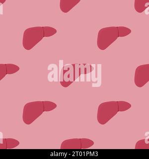 Seamless pattern organ liver on white background. Vector illustration. anatomy, human Stock Vector