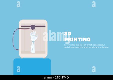 web banner set 3d printing, bioprinting, artificial organs, prosthetics, synthetic. Liver, arm, ear, eye, bone, heart. Vector illustration Stock Vector