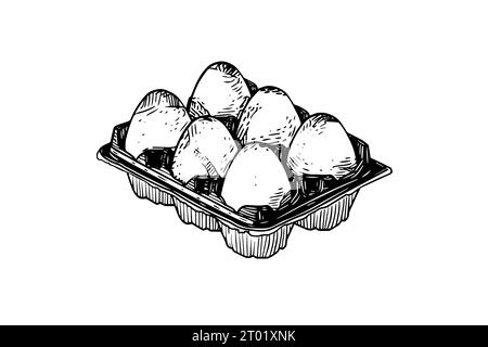 Box of eggs hand drawn ink sketch. Engraving style vector illustration ...