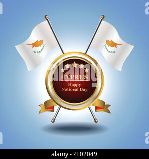 Small National flag of Cyprus on Circle With garadasi blue background Stock Vector