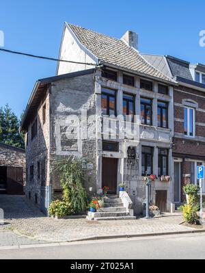 Maison du Père éternel / Maison du Vi Bon Dju, 18th century house in the historic city centre of Herve in the province of Liège, Wallonia, Belgium Stock Photo