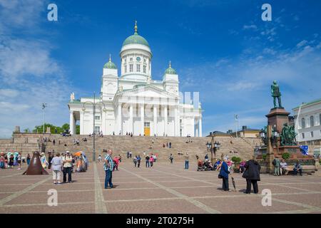 HELSINKI, FINLAND - JUNE 11, 2017: Sunny June day on the Senate Square Stock Photo
