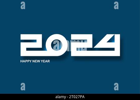 New Year 2024 Paper Cut Numbers Decorative Greeting Card 2024 Happy New Year Creative Christmas Banner Vector Illustration Isolated On Blue 2t027pa 