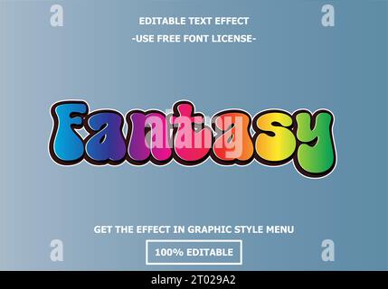 Fantasy 3D editable text effect template. Style premium free font license vector Stock Vector