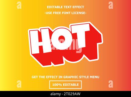 Hot 3D editable text effect template. Style premium free font license vector Stock Vector