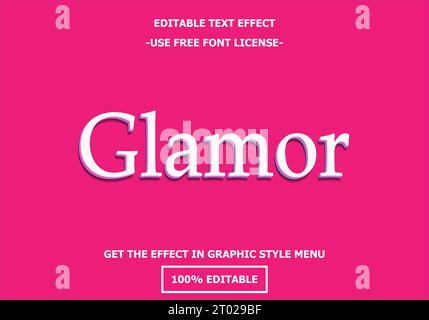 Glamor 3D editable text effect template. Style premium free font license vector Stock Vector