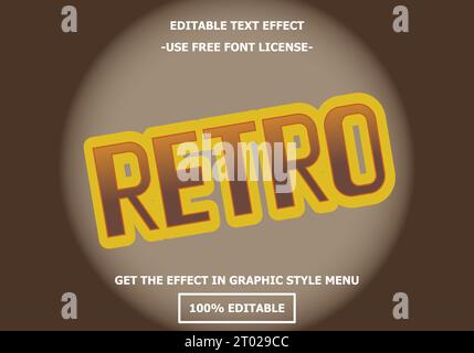 Retro 3D editable text effect template. Style premium free font license vector Stock Vector