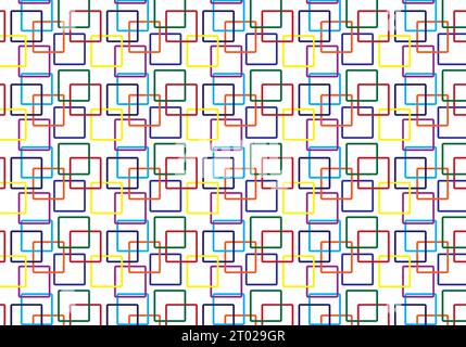 Seamless abstract geometric pattern with stripes, line. Vector Illustration. vector background. Yellow, red, blue and green shape of rounded rectangle. Stock Vector