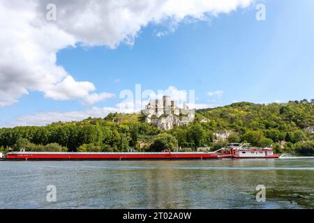 Gateway to the Norman Vexin, Les Andelys is the city of Richard the Lionheart. On the banks of the Seine and at the foot of the famous ruins of Châtea Stock Photo