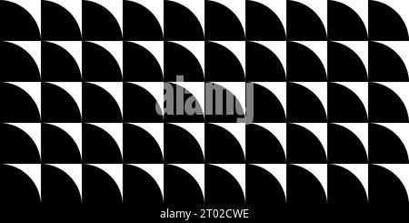 Geometric seamless pattern with curved white triangles on black background, vector illustration Stock Vector