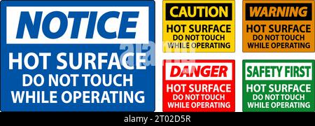 Danger Sign Hot Surface - Do Not Touch While Operating Stock Vector