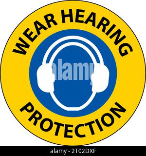 Caution Wear hearing protection on transparent background Stock Vector