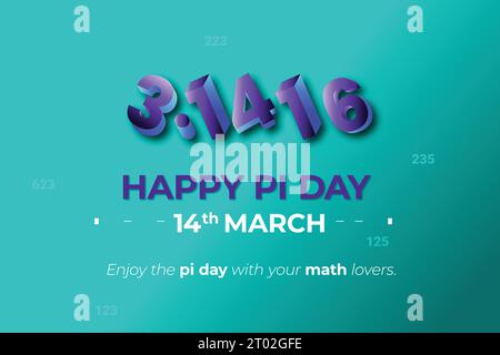 happy the pi day with 3d number with gradient color background with vector template Stock Vector