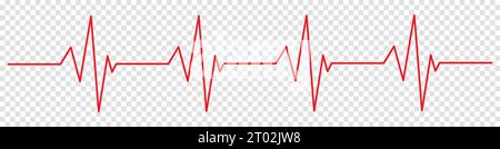 Heartbeat red line icon. EKG and cardio symbol. Vector illustration isolated on transparent background Stock Vector