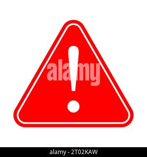 Red warning attention sign with exclamation mark symbol. Vector illustration isolated on white background Stock Vector