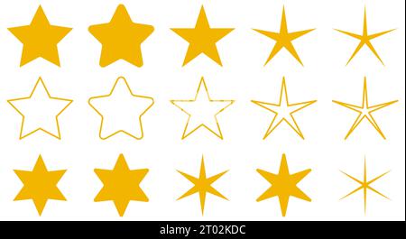 Star yellow icons. Vector illustration isolated on white background Stock Vector