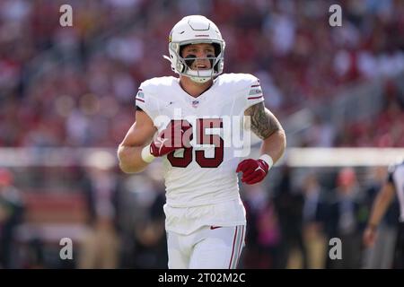 Arizona Cardinals tight end Trey McBride (85) catches the ball during the  first half of an NFL football game against the New England Patriots,  Monday, Dec. 12, 2022, in Glendale, Ariz. (AP