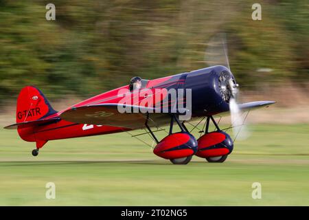 A Replica Curtiss Wright Mystery Ship at the Shuttleworth Collection Race Day Air Show 2023. Stock Photo