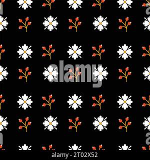 Flower flat textile vector pattern design, Stock Vector