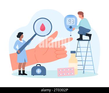 glucose blood glucometer cartoon. device health, test control glucose ...