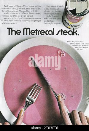 Metrecal steak advert, 1969. Drink a can of Metrical Stock Photo