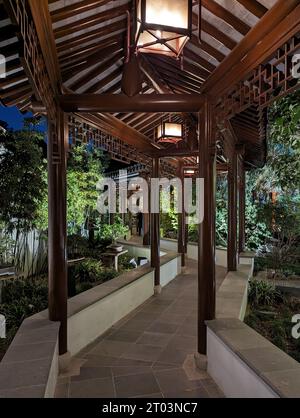 Traditional Chinese architecture in a corridor Stock Photo